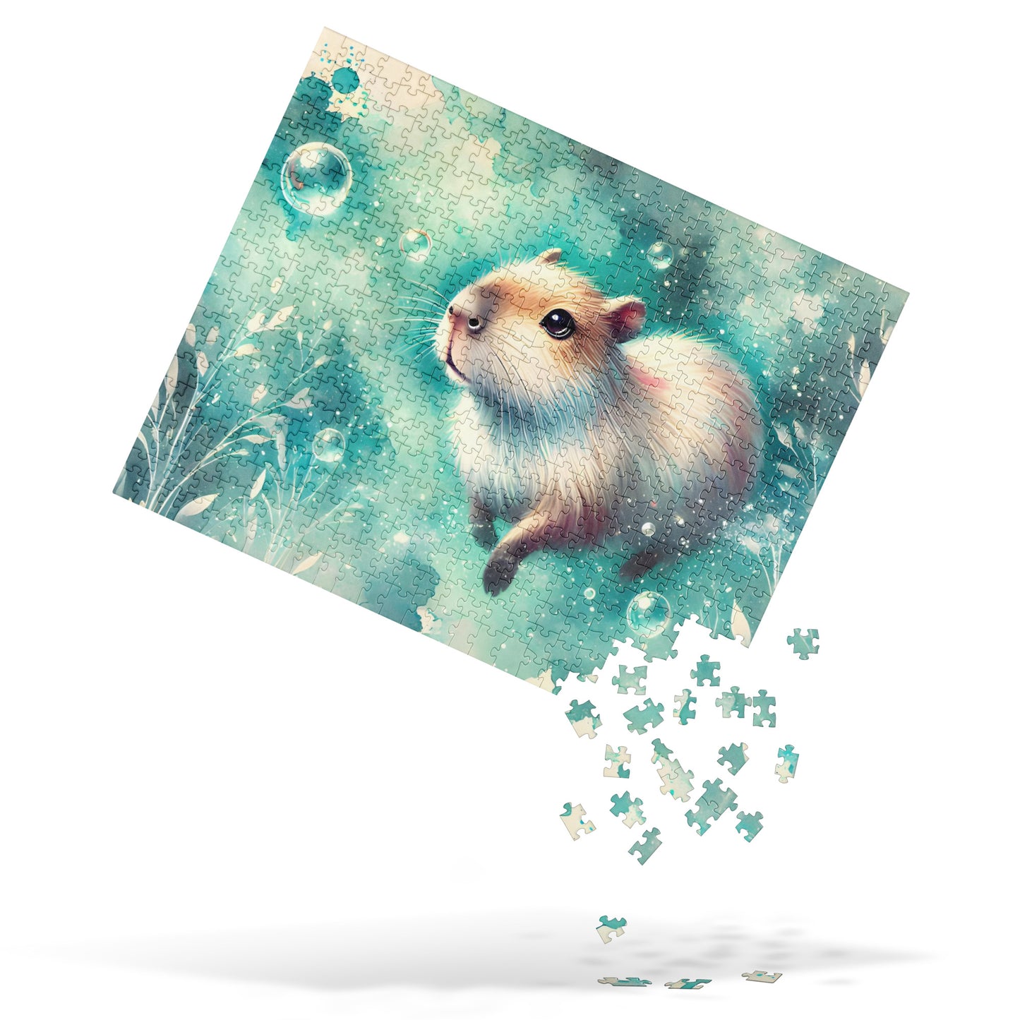 Watercolor Swimming Capybara Puzzle