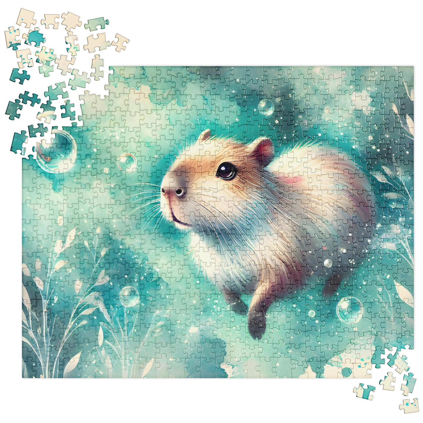 Watercolor Swimming Capybara Puzzle