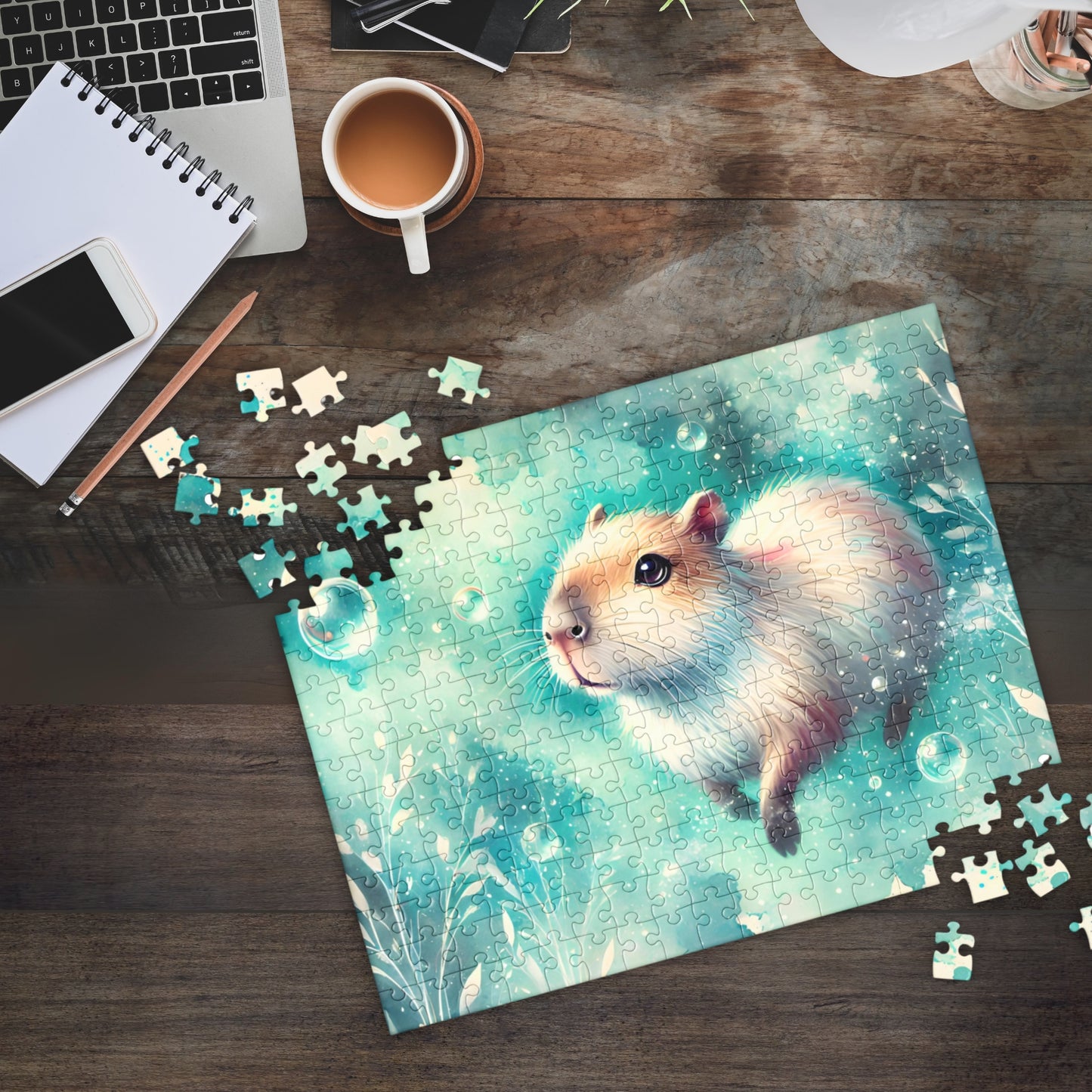 Watercolor Swimming Capybara Puzzle