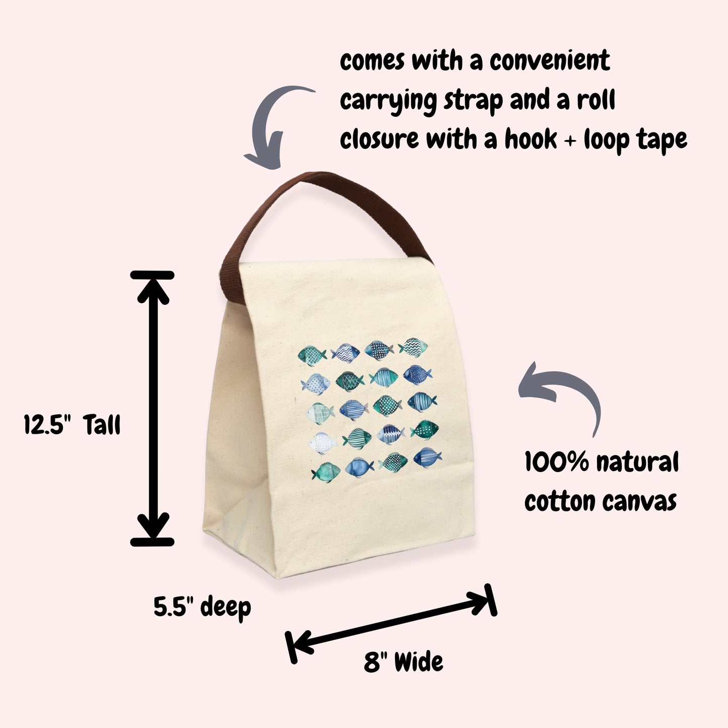 Whimsical Fish Canvas Lunch Bag