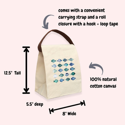Whimsical Fish Canvas Lunch Bag