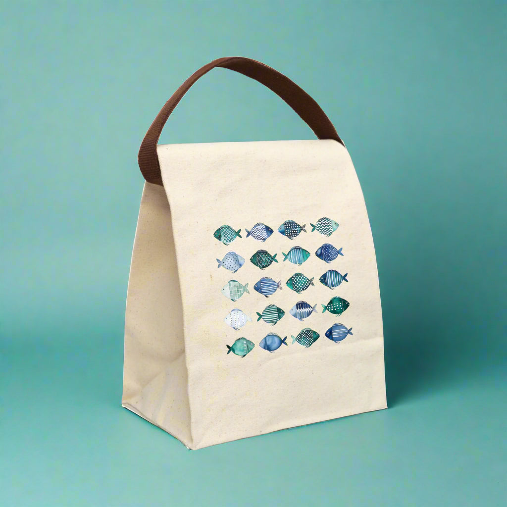 Whimsical Fish Canvas Lunch Bag