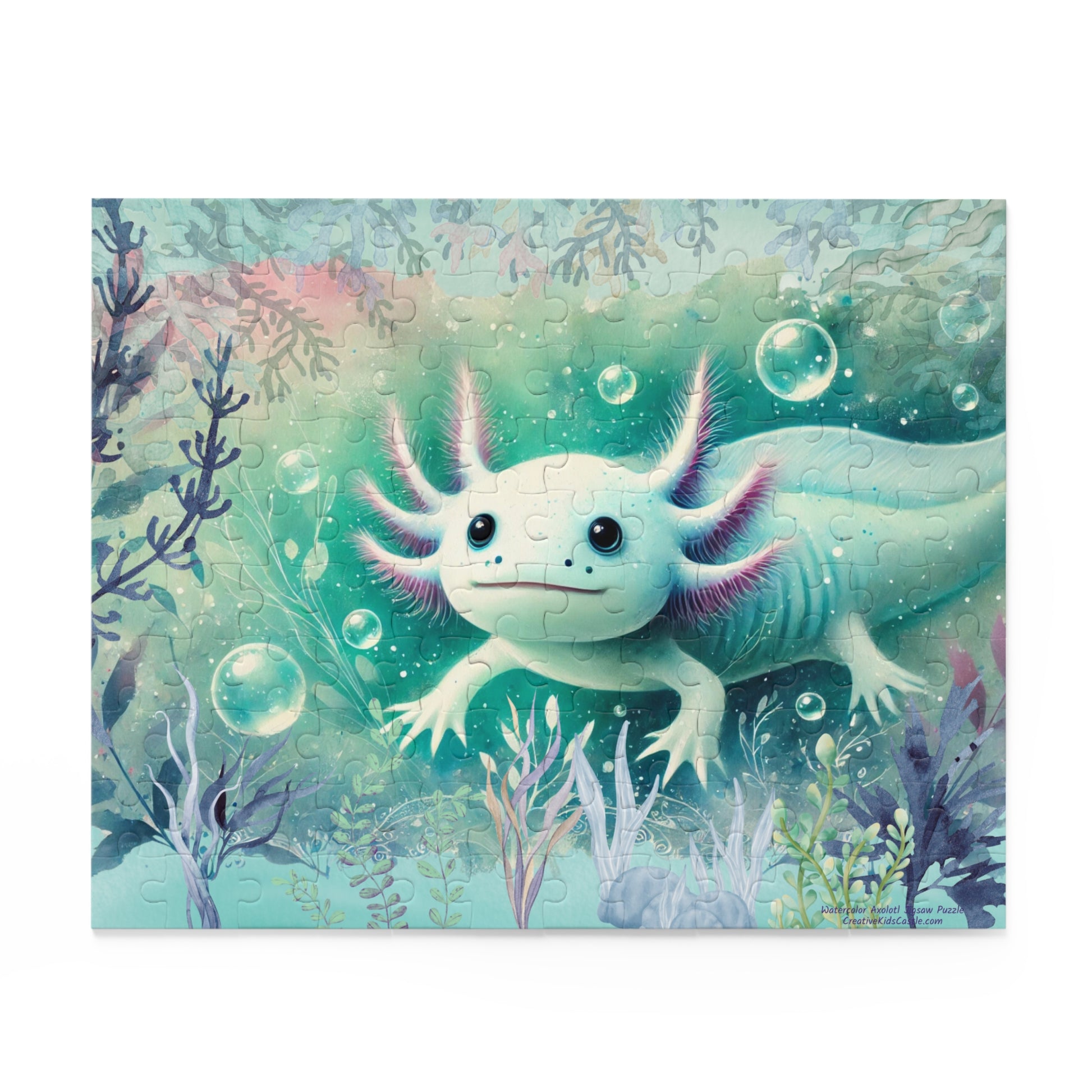 Whimsical Watercolor Axolotl Jigsaw Puzzle 120-Pieces