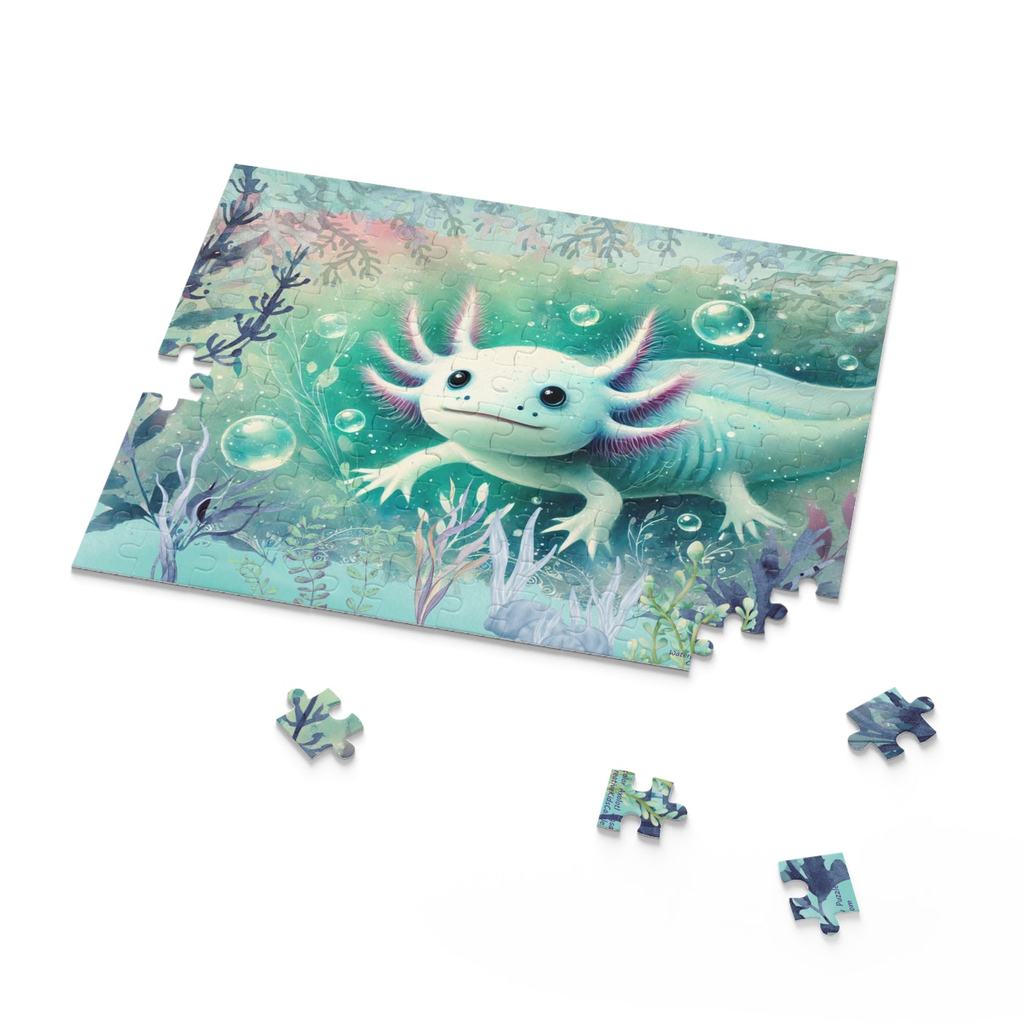 Whimsical Watercolor Axolotl Jigsaw Puzzle 120-Pieces