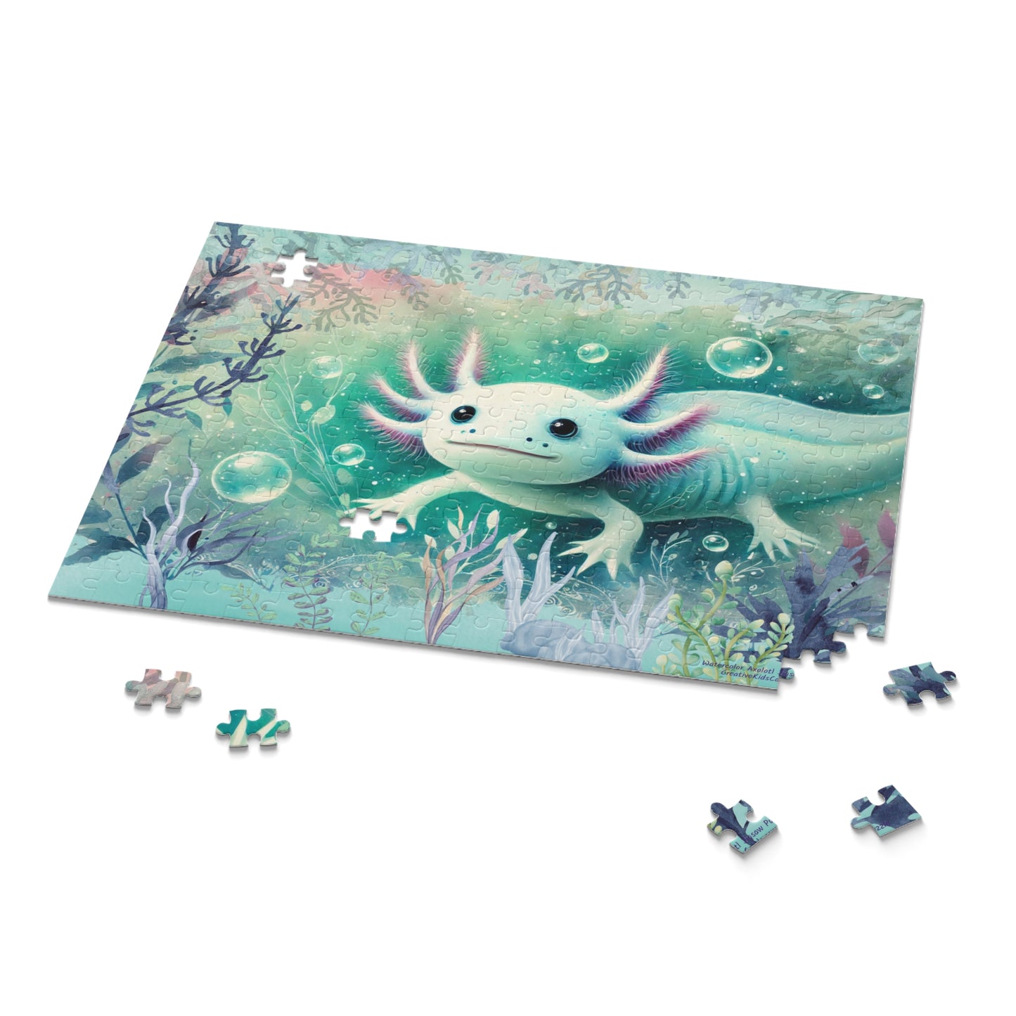 Whimsical Watercolor Axolotl Jigsaw Puzzle 252-Pieces