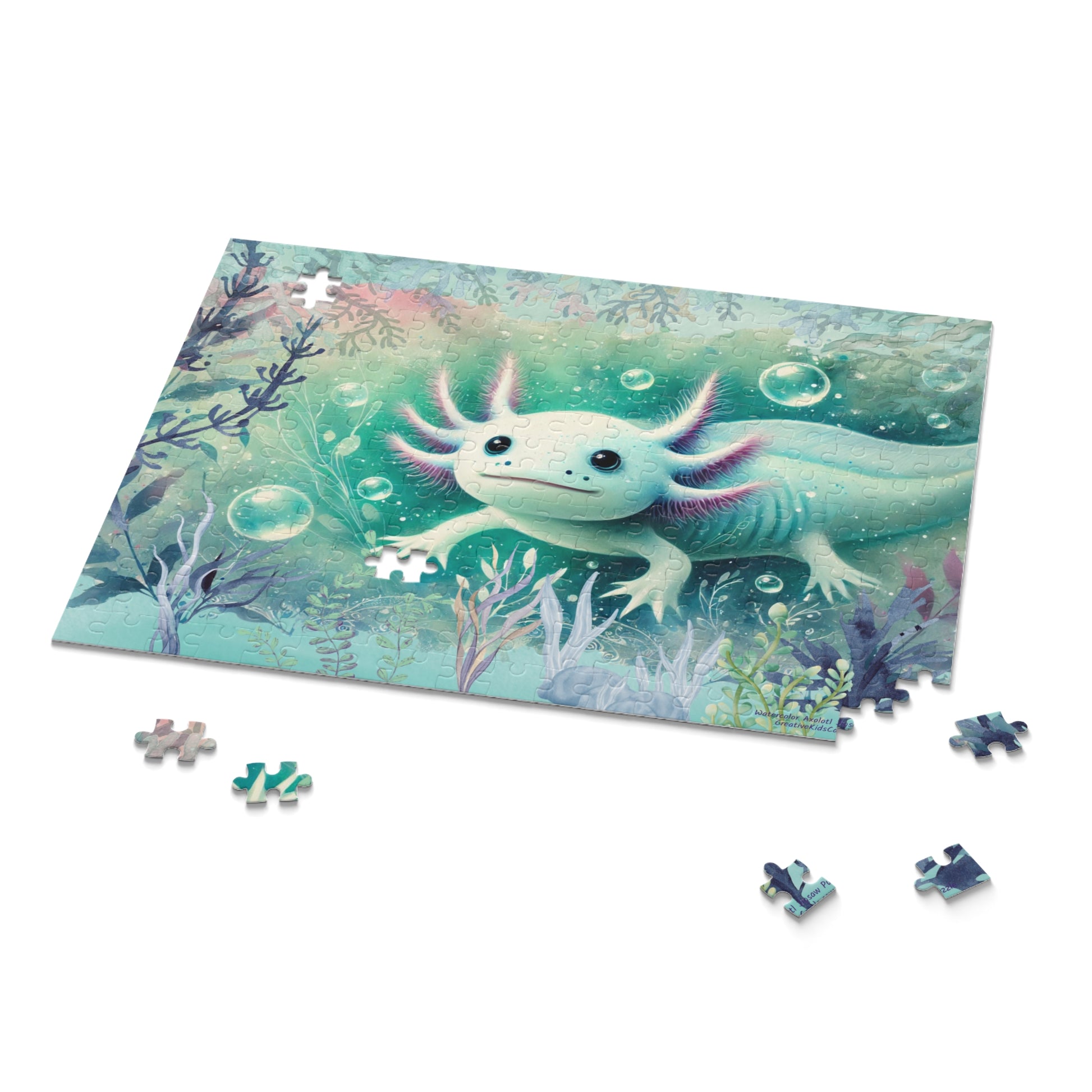 Whimsical Watercolor Axolotl Jigsaw Puzzle 252-Pieces
