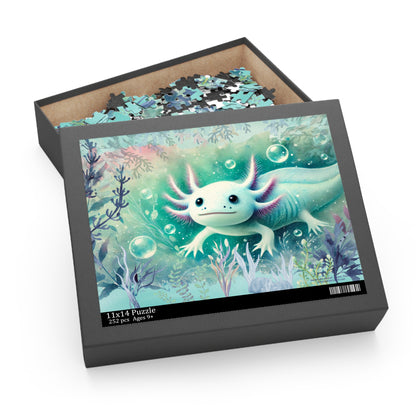 Whimsical Watercolor Axolotl Jigsaw Puzzle 252-Pieces box
