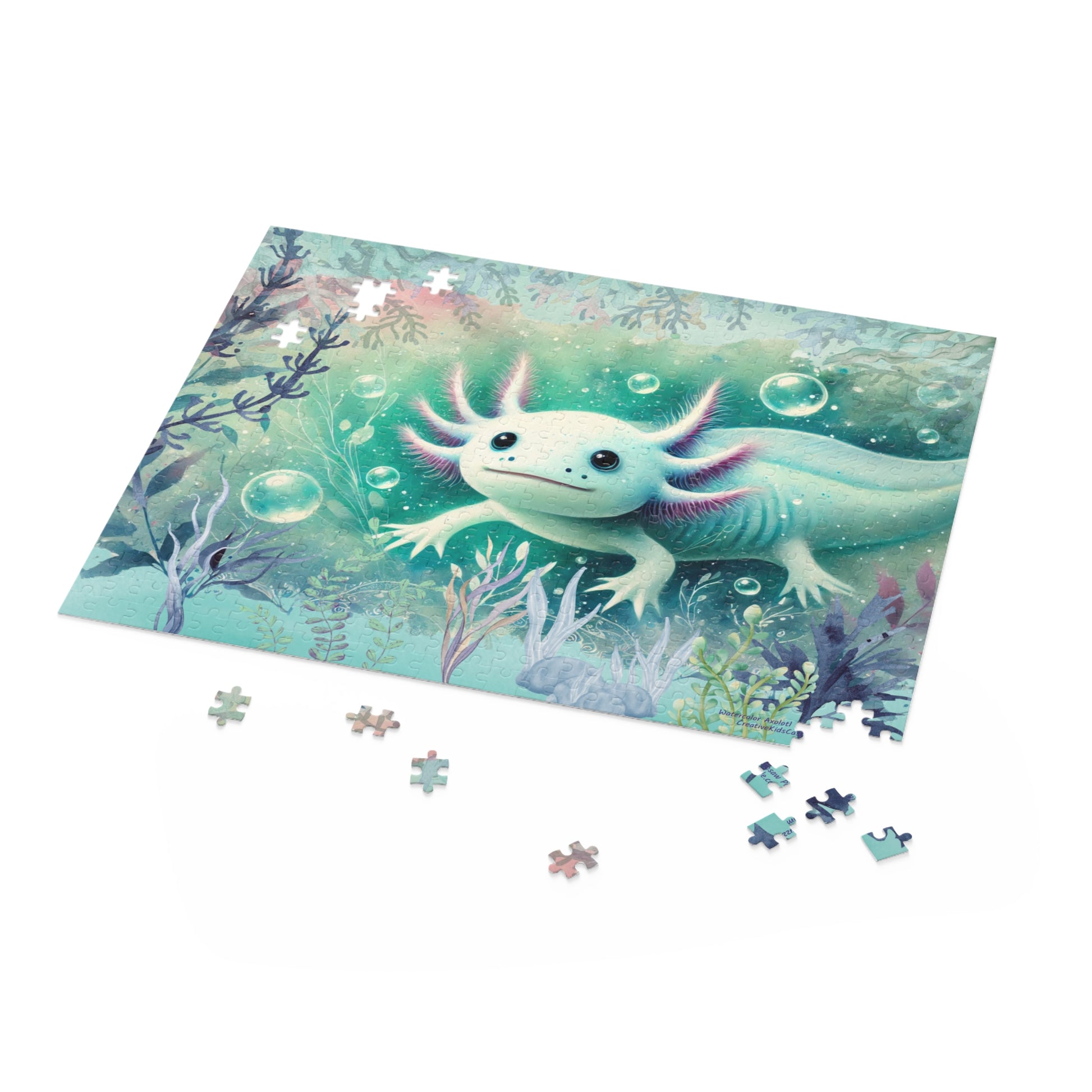Whimsical Watercolor Axolotl Jigsaw Puzzle 500-Pieces