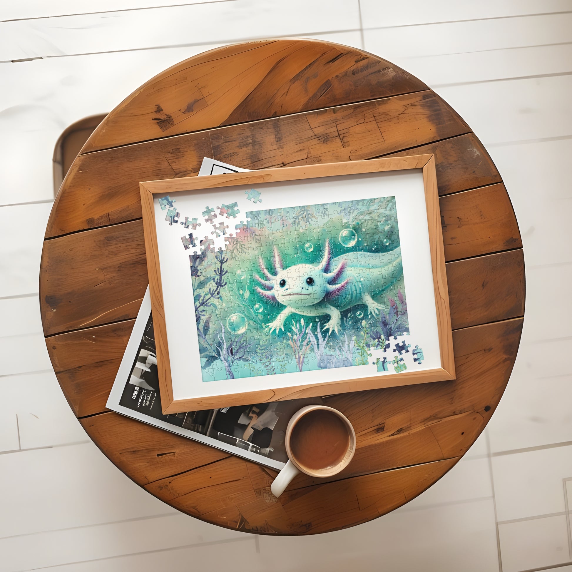 Whimsical Watercolor Axolotl Jigsaw Puzzle 252-Pieces