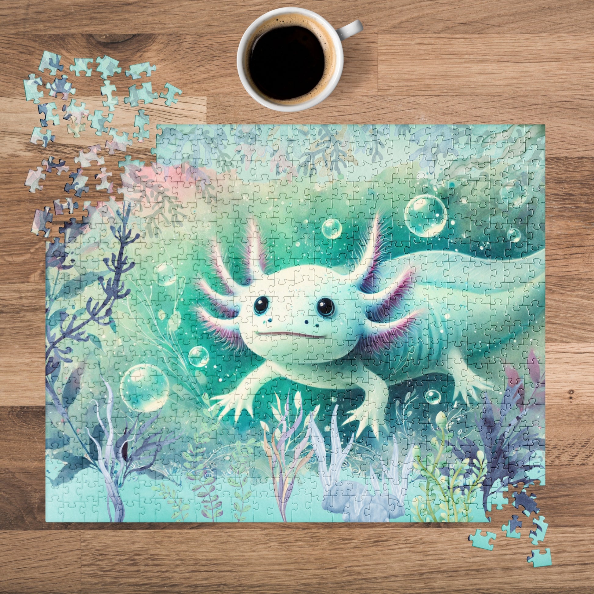 Whimsical Watercolor Axolotl Jigsaw Puzzle 500-Pieces