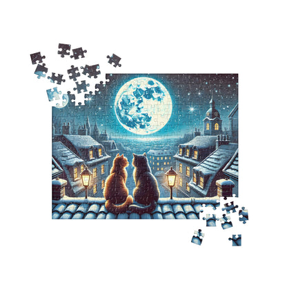 Winter Cats on a Starlit Night Jigsaw Puzzle (120, 252 to 500-Pieces)