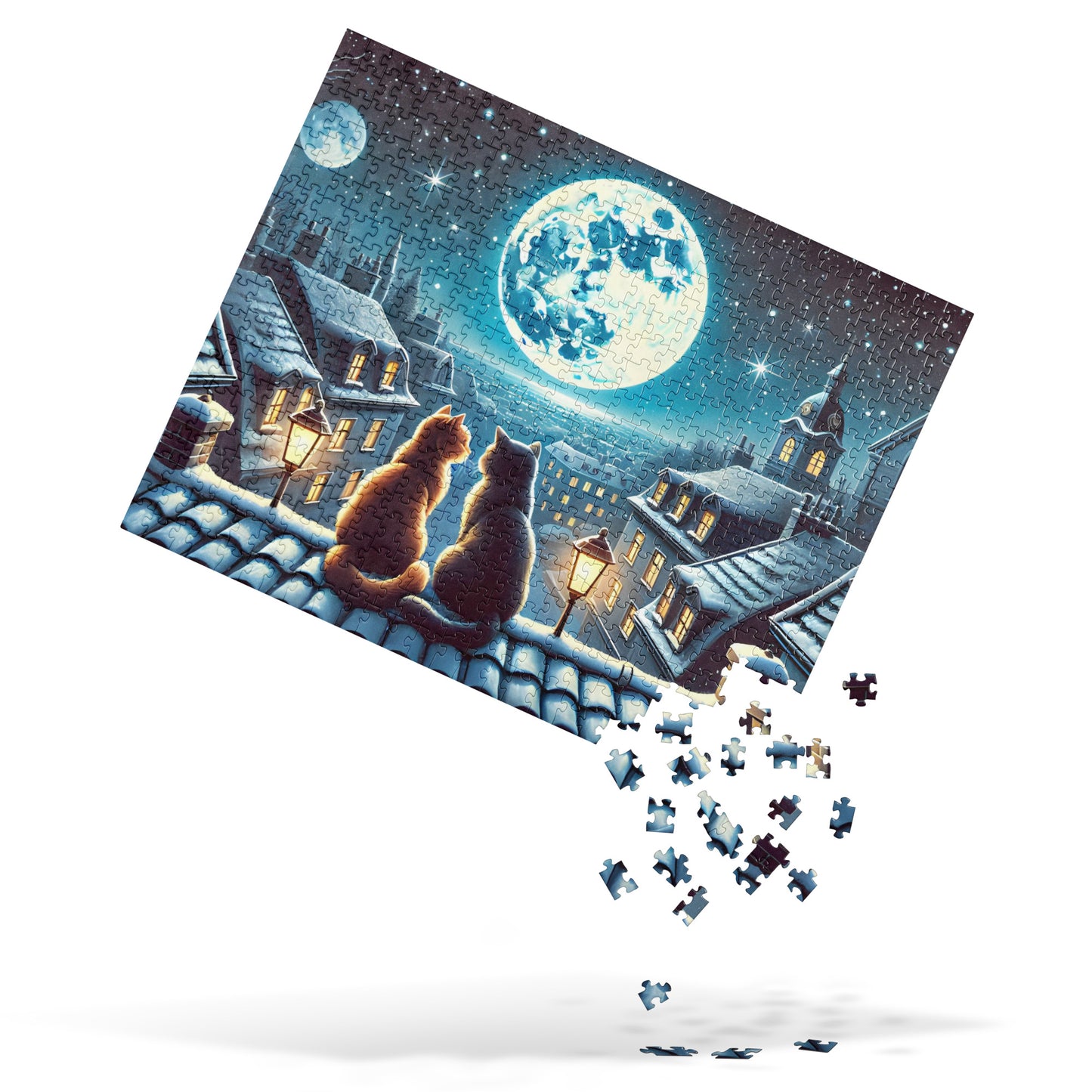 Winter Cats on a Starlit Night Jigsaw Puzzle (120, 252 to 500-Pieces)