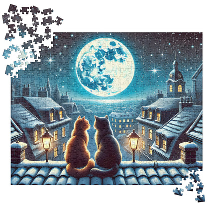 Winter Cats on a Starlit Night Jigsaw Puzzle (120, 252 to 500-Pieces)