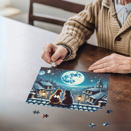 Winter Cats on a Starlit Night Jigsaw Puzzle (120, 252 to 500-Pieces)