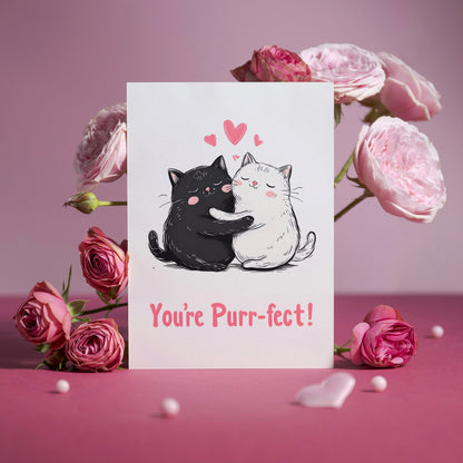 You Are Purr-fect Cat Hug Folded Card - Digital Download - Print at Home