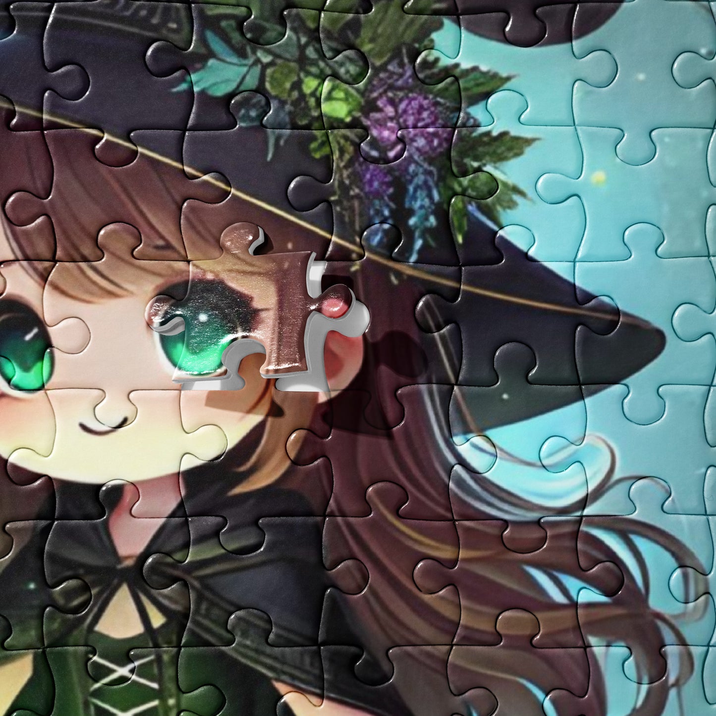 Young Kawaii Girl Witch Brews Potion Halloween Jigsaw Puzzle (120, 252, 500-Pieces)