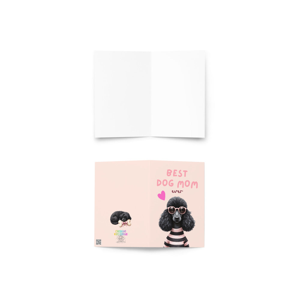 Black Fashion Poodle Mothers Day Folded Card