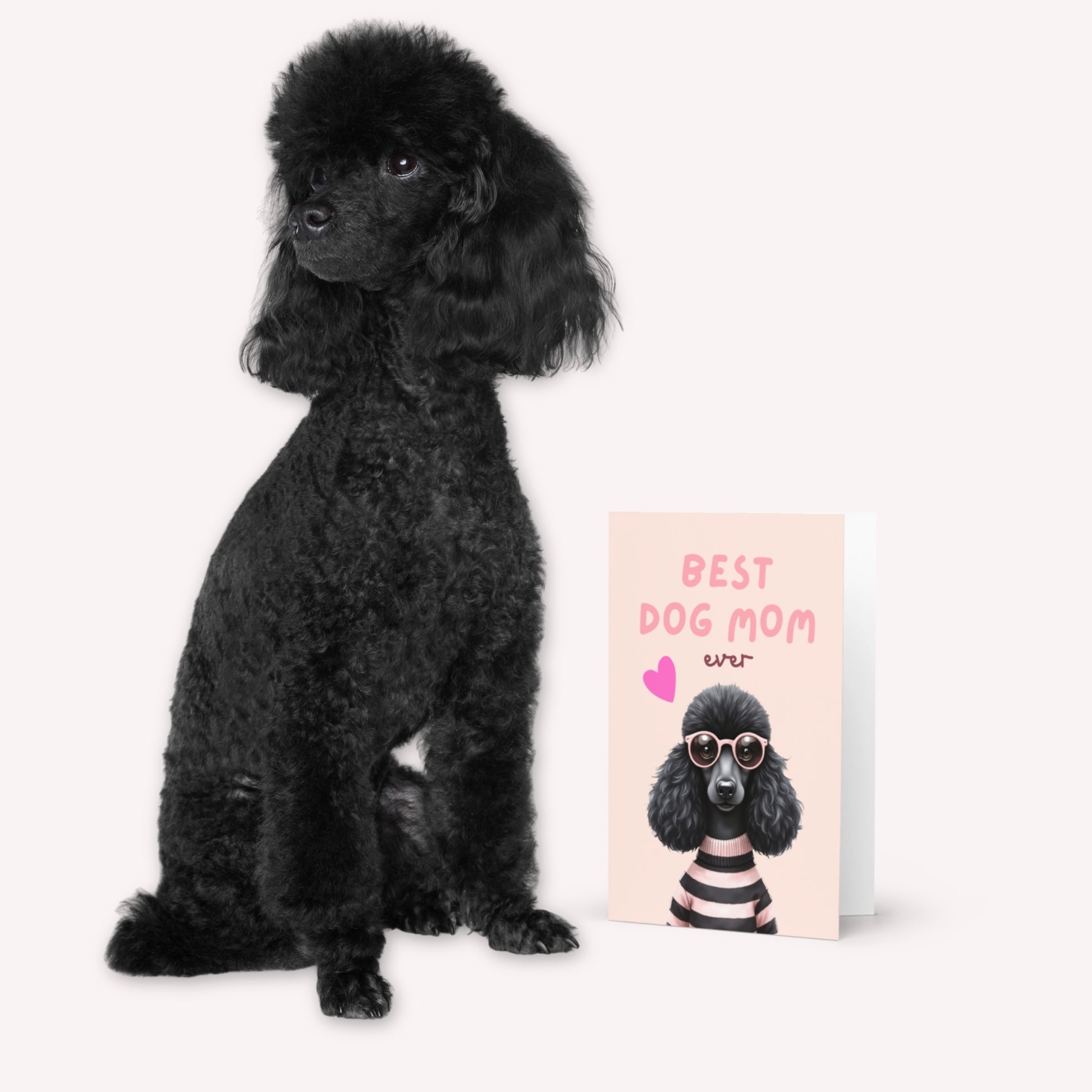 Black Fashion Poodle Mothers Day Folded Card