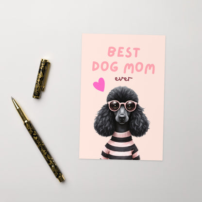 Black Fashion Poodle Mothers Day Folded Card