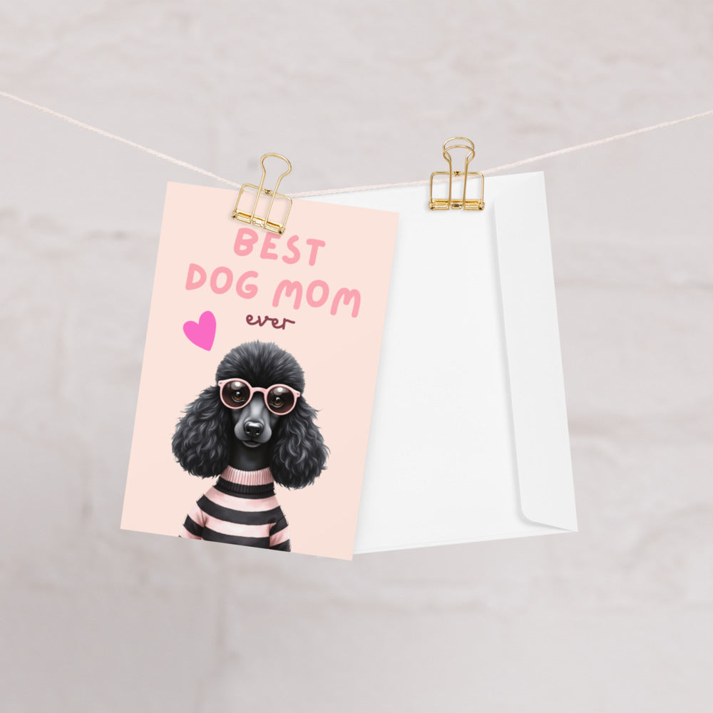 Black Fashion Poodle Mothers Day Folded Card