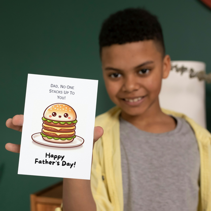 "No One Stacks Up To You" Burger Stack Fathers Day Card