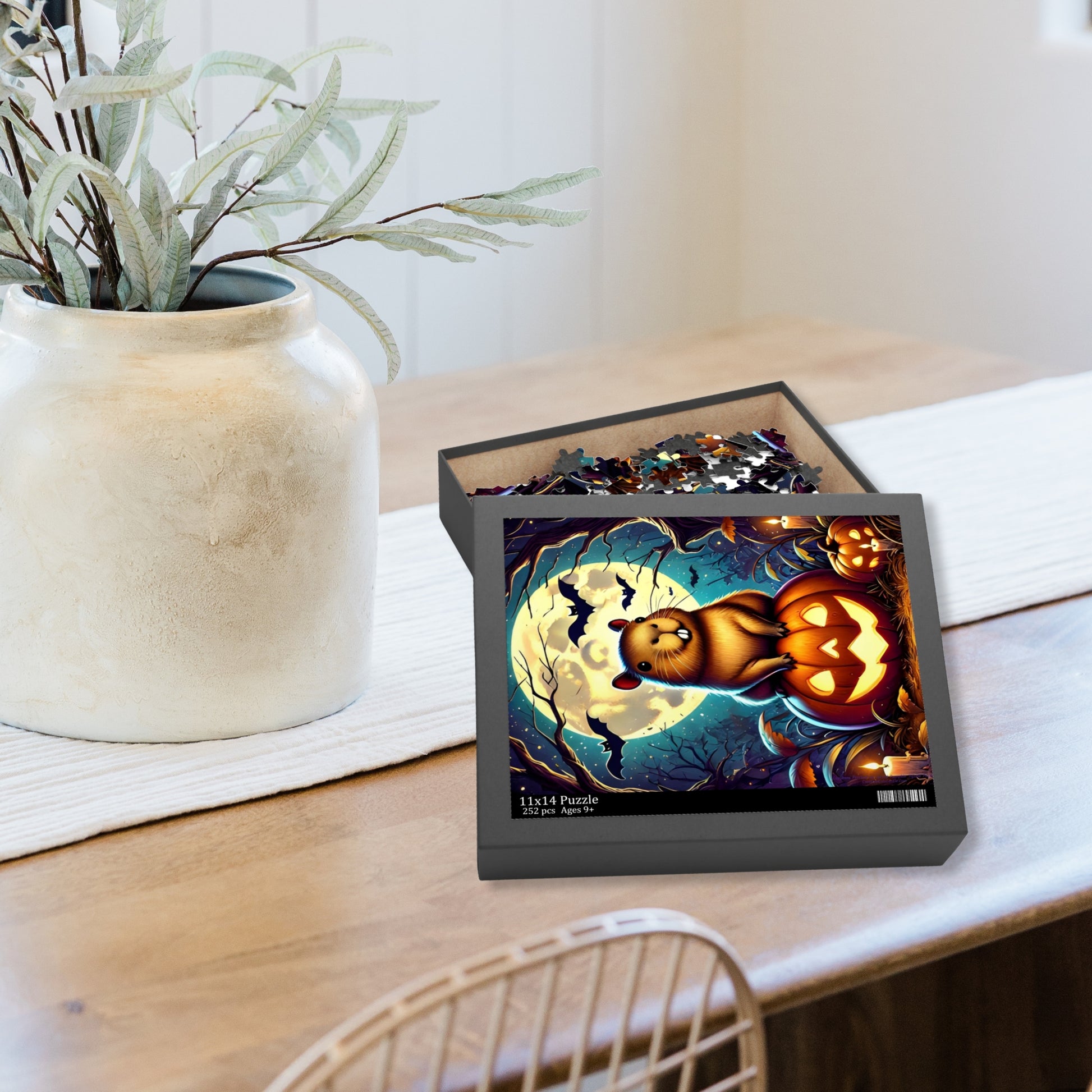 Cute Capybara Perched on Carved Pumpkin Halloween Jigsaw Puzzle