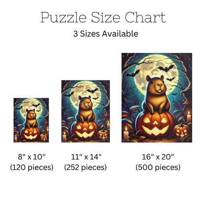 Cute Capybara Perched on Carved Pumpkin Halloween Jigsaw Puzzle