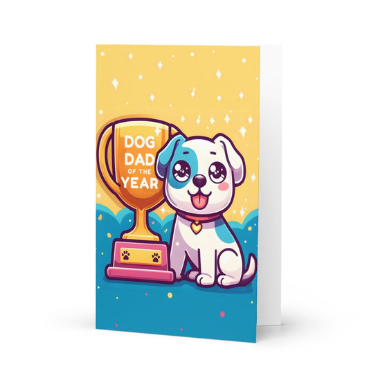 Cute Dog Dad Of The Year Trophy Greeting Card