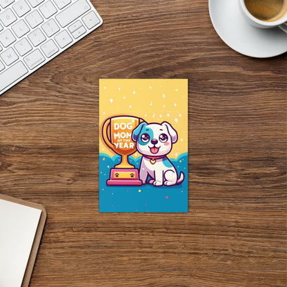 Cute Dog Mom Of The Year Trophy Greeting Card