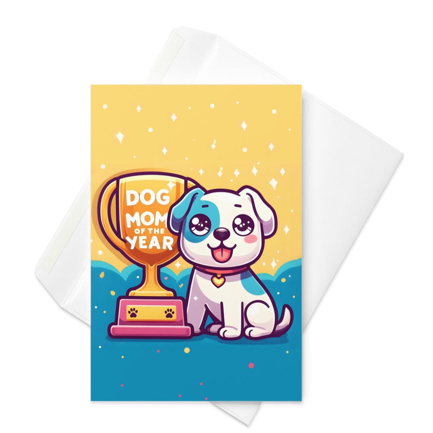 Cute Dog Mom Of The Year Trophy Greeting Card