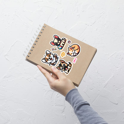 Cute Kawaii Doggy Pups Sticker Sheet