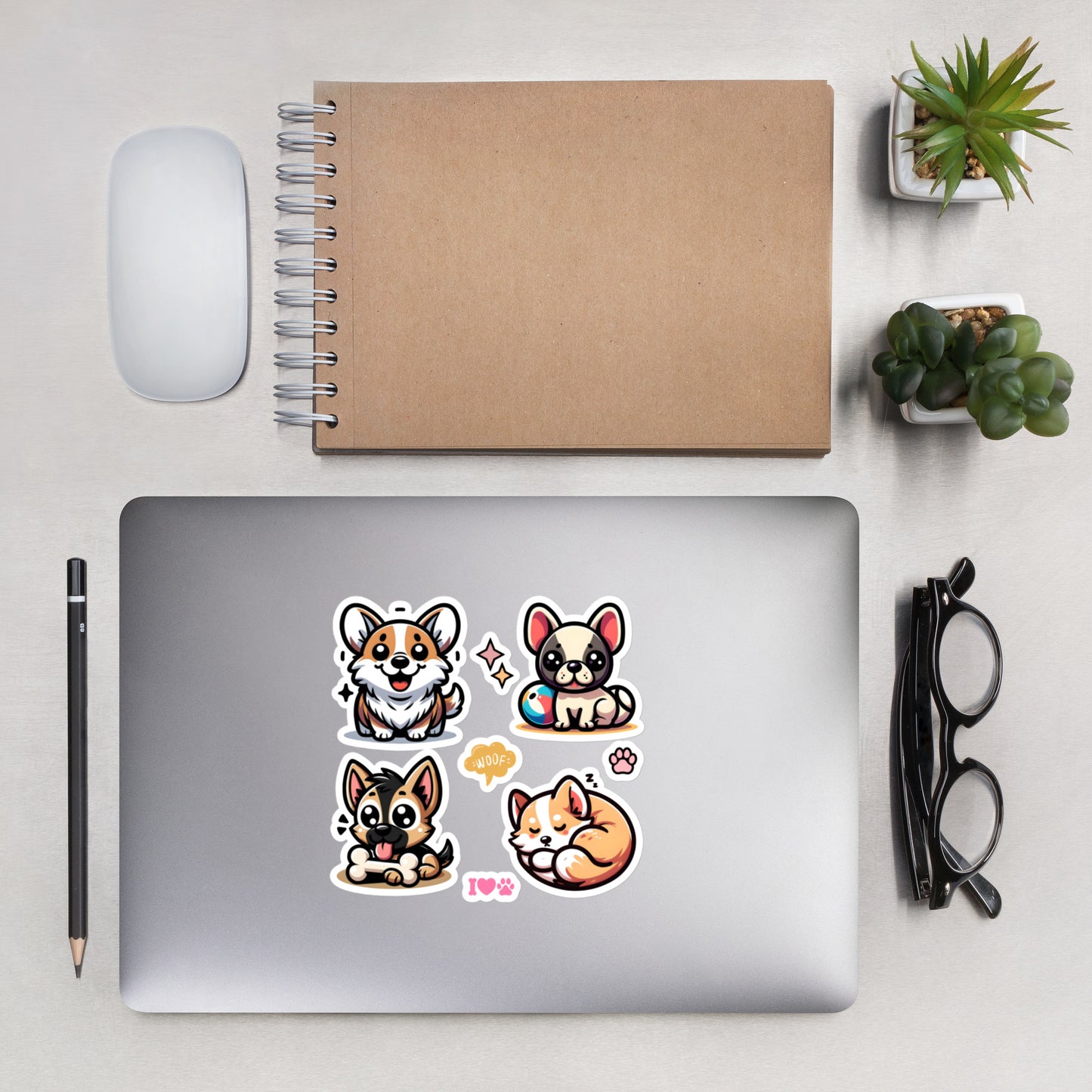 Cute Kawaii Doggy Pups Sticker Sheet