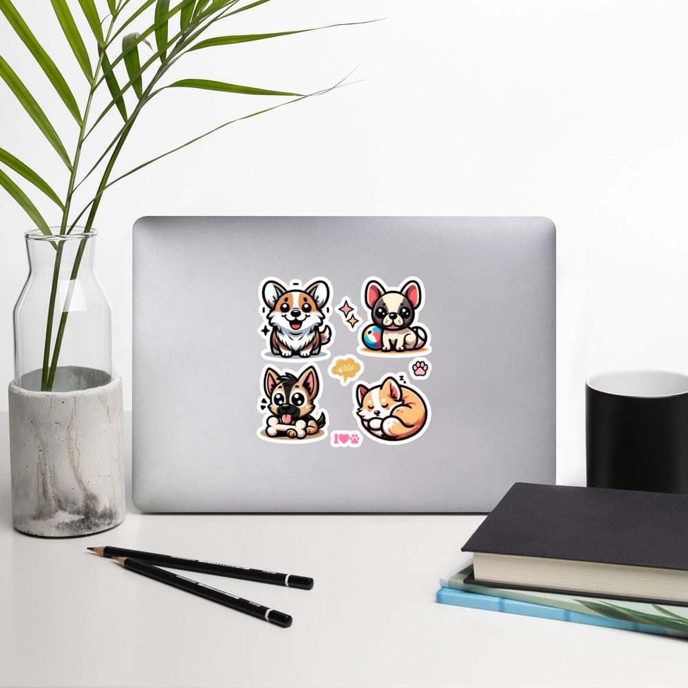 Cute Kawaii Doggy Pups Sticker Sheet