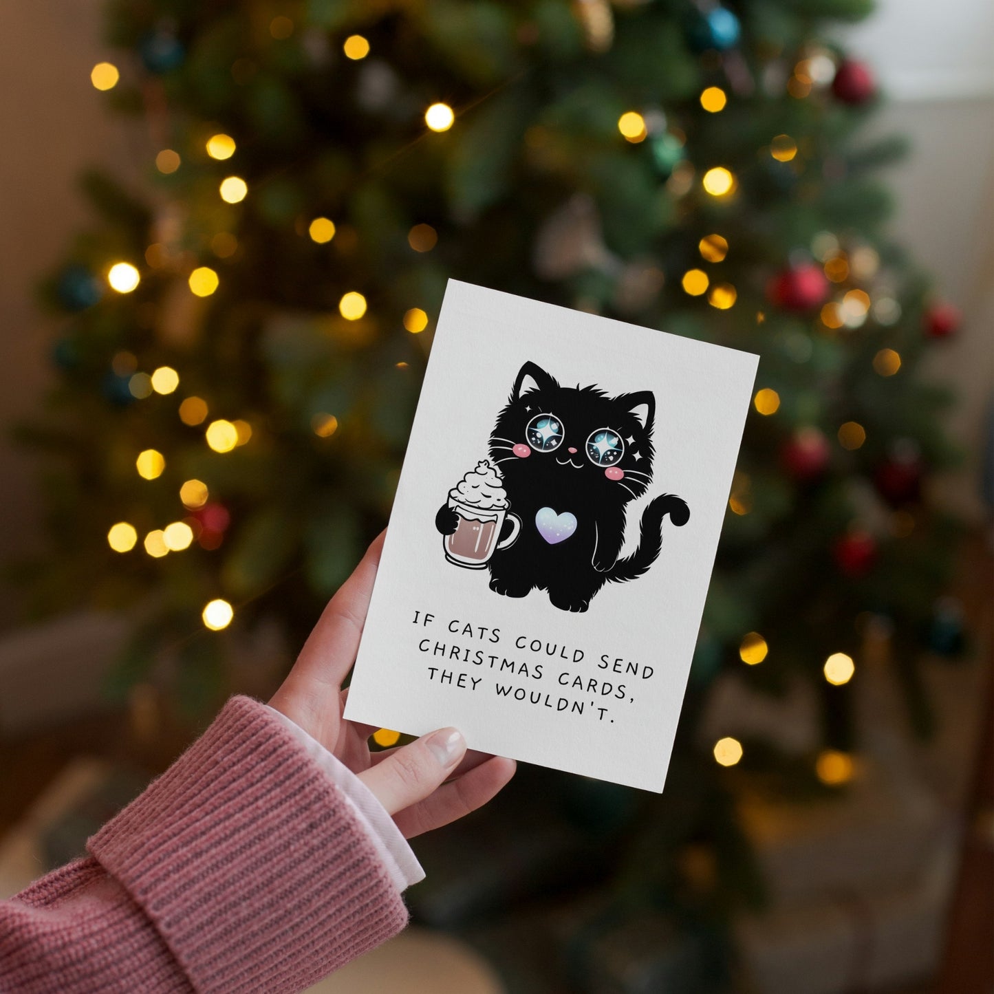 If Cats Could Send Christmas Cards - Folded Holiday Card - Digital Download - Print at Home