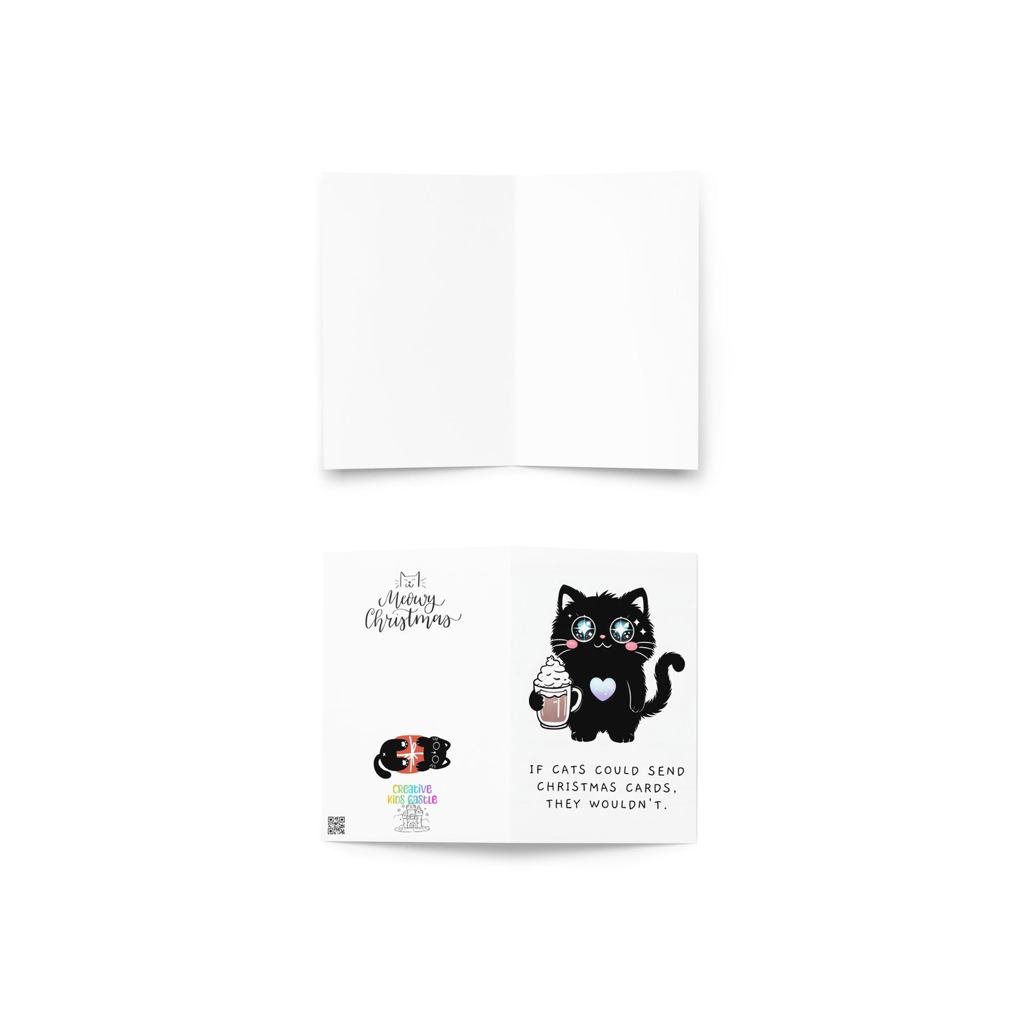 If Cats Could Send Christmas Cards - Folded Holiday Card - Digital Download - Print at Home