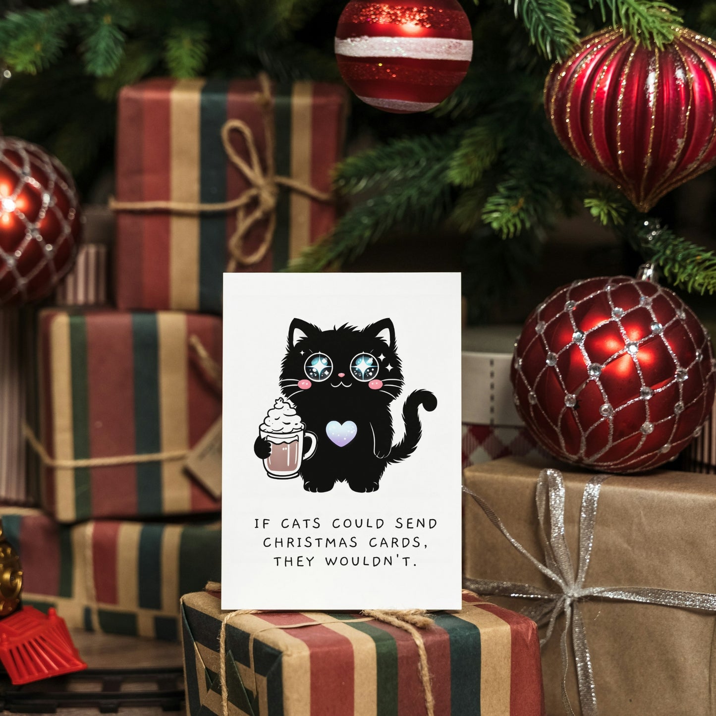 If Cats Could Send Christmas Cards - Folded Holiday Card - Digital Download - Print at Home