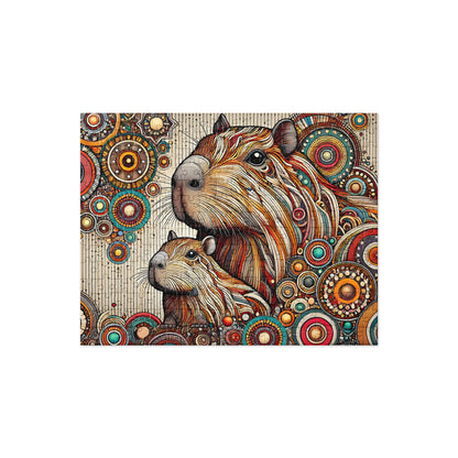 Capybara Mom and Baby Dot Art Puzzle (120, 252, 500-Piece)