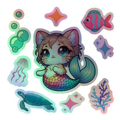 Mercat Underwater Scene Holographic Kiss-Cut Stickers