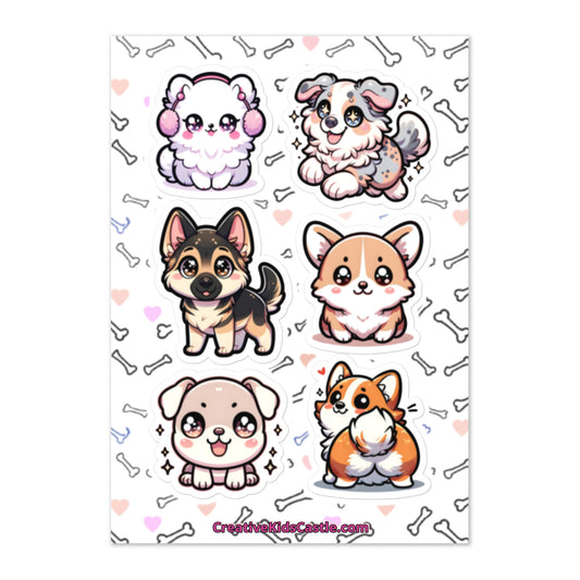 Cute Kawaii Style Dog Sticker sheet