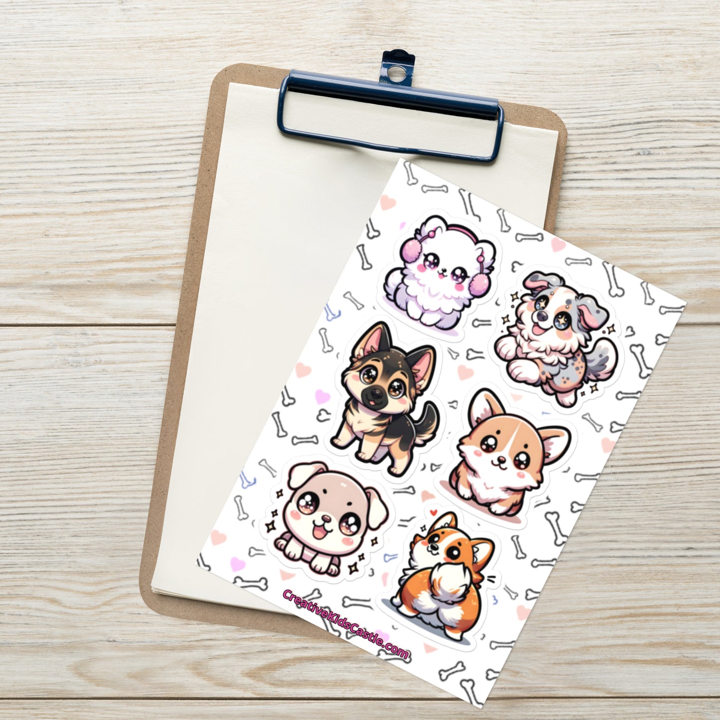 Cute Kawaii Style Dog Sticker sheet