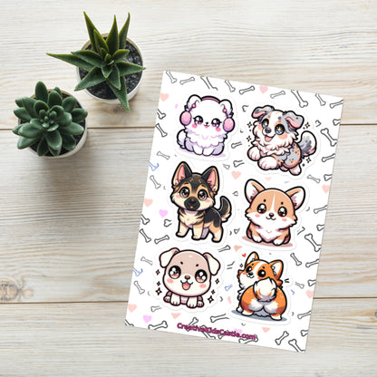 Cute Kawaii Style Dog Sticker sheet