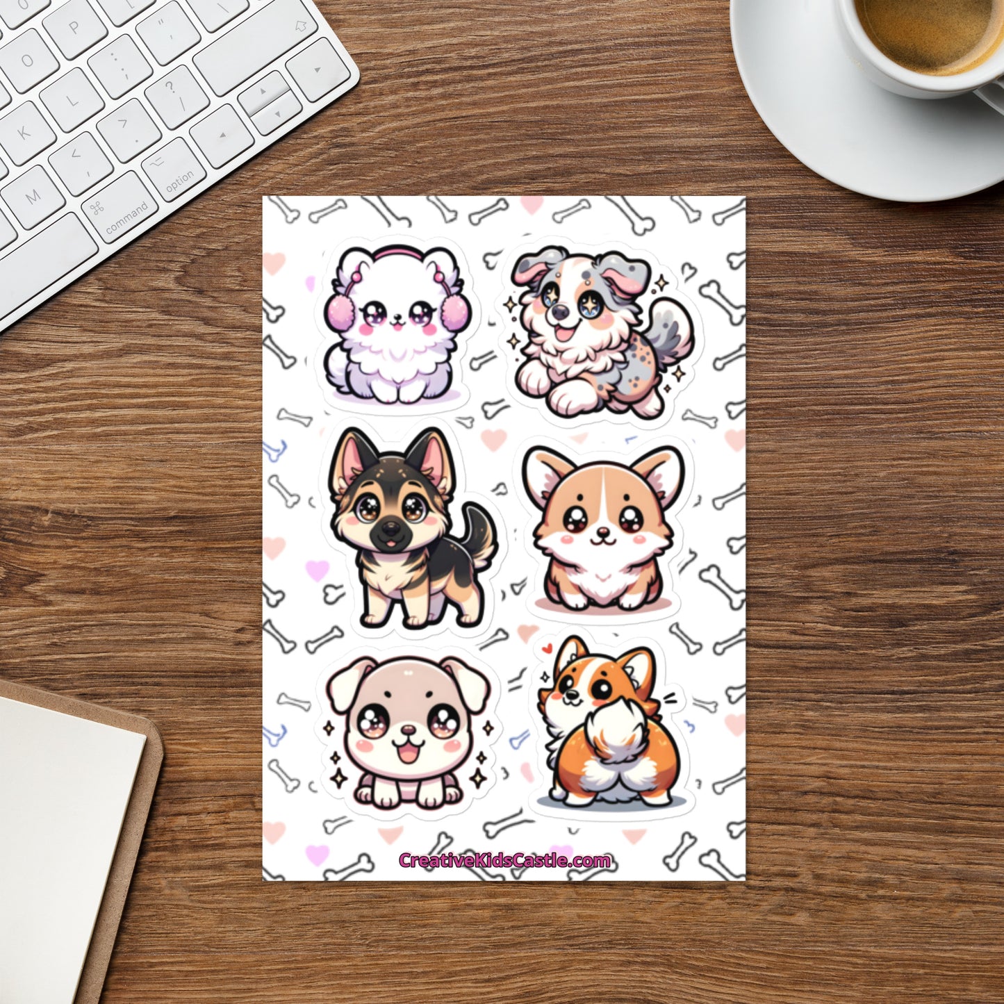 Cute Kawaii Style Dog Sticker sheet