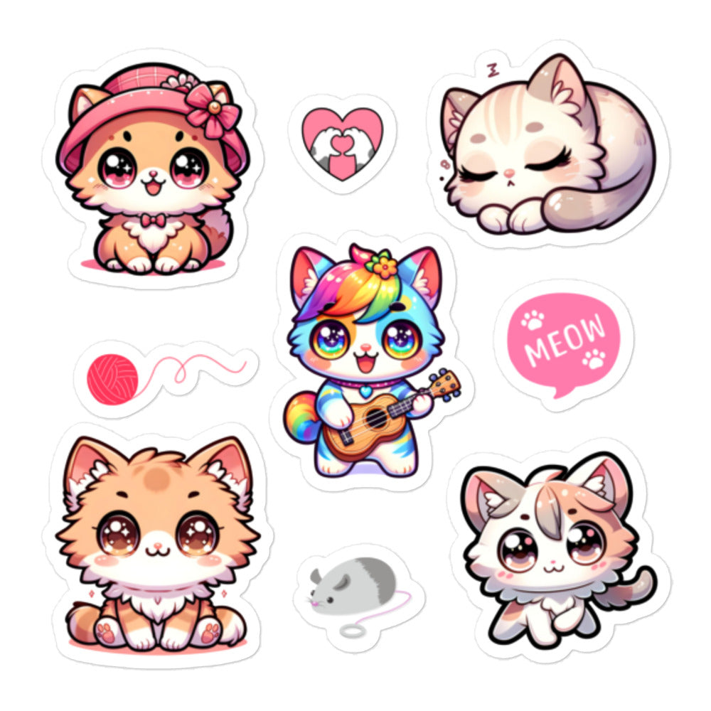 Cute Kawaii Cats & Toys Stickers