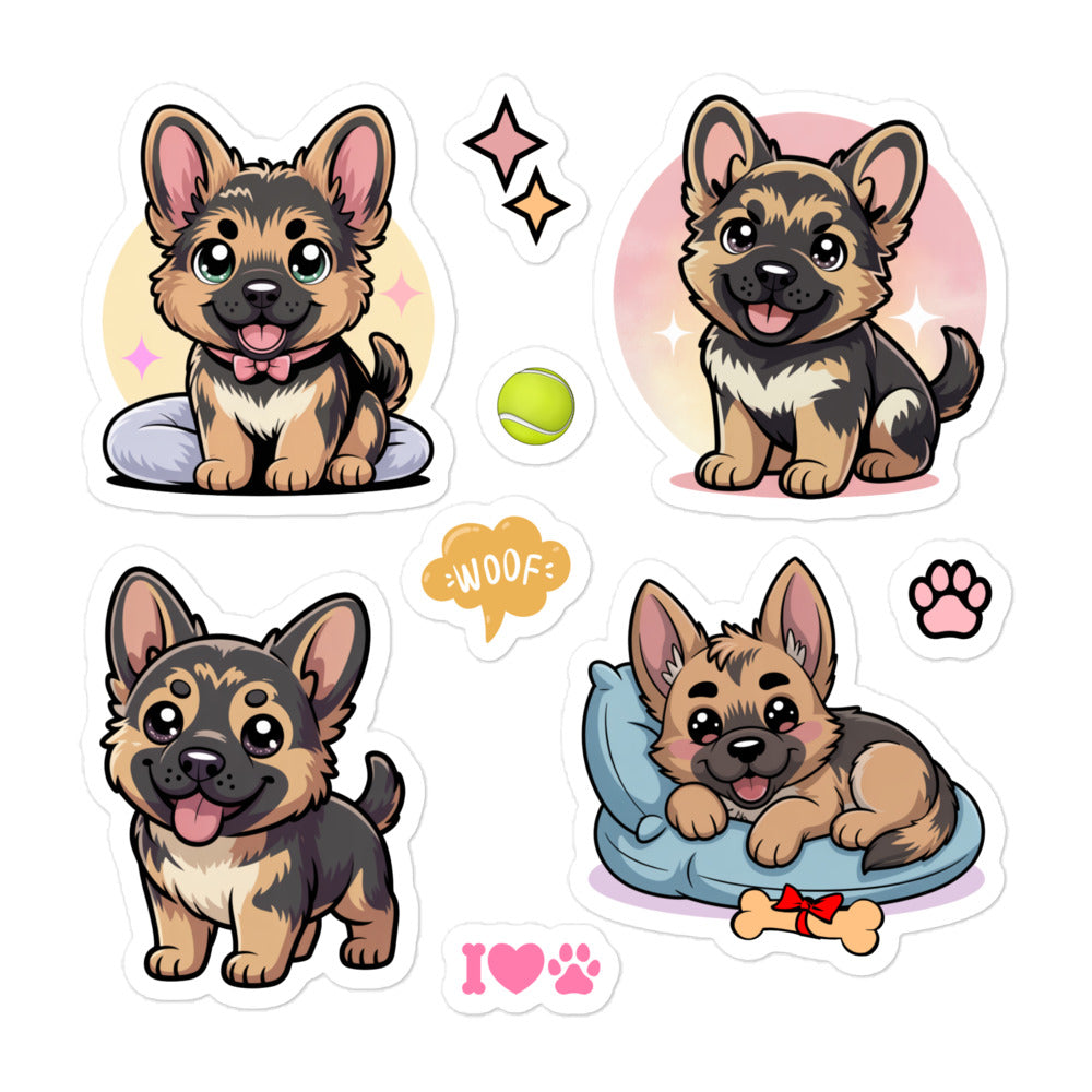 Cute Kawaii German Shepherd Dog Sticker Sheet Default Title