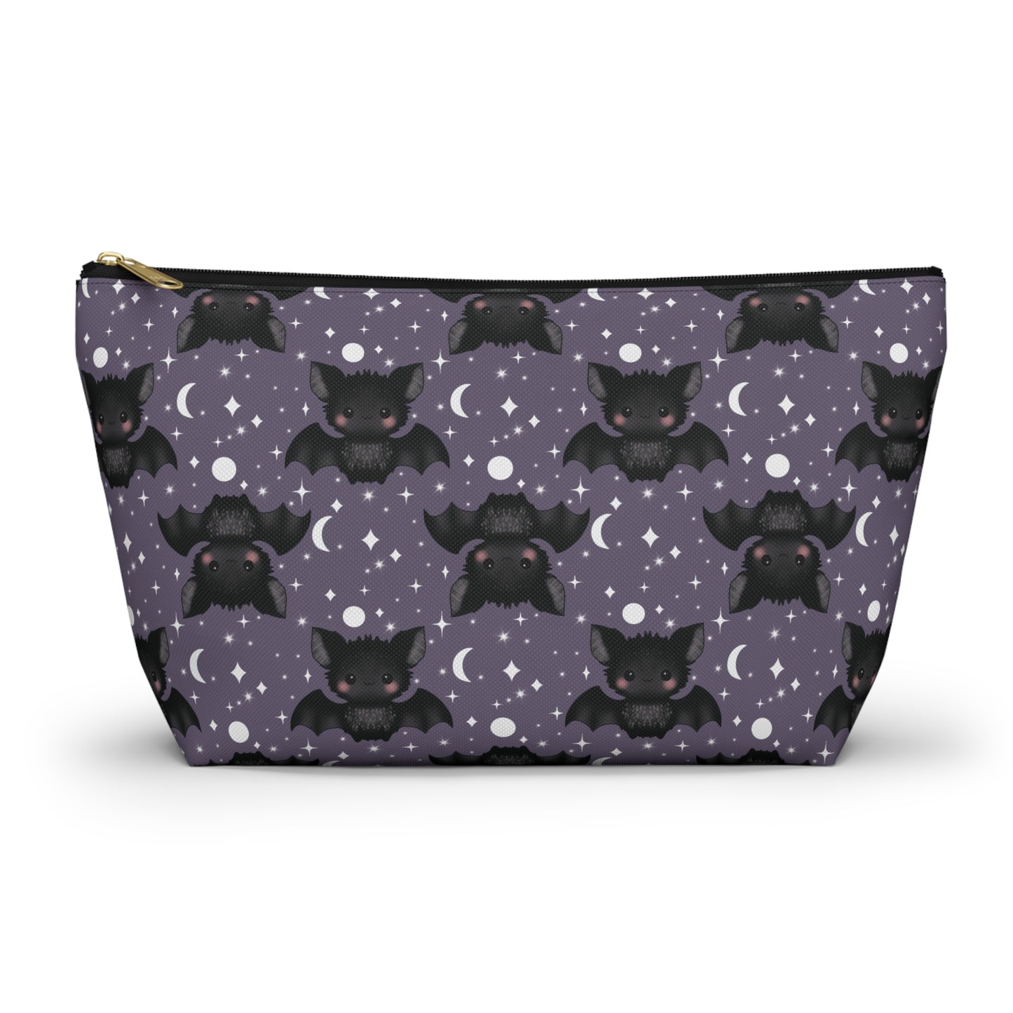 Cute Bats, Moon and Stars Accessory Pouch with T-bottom, large size