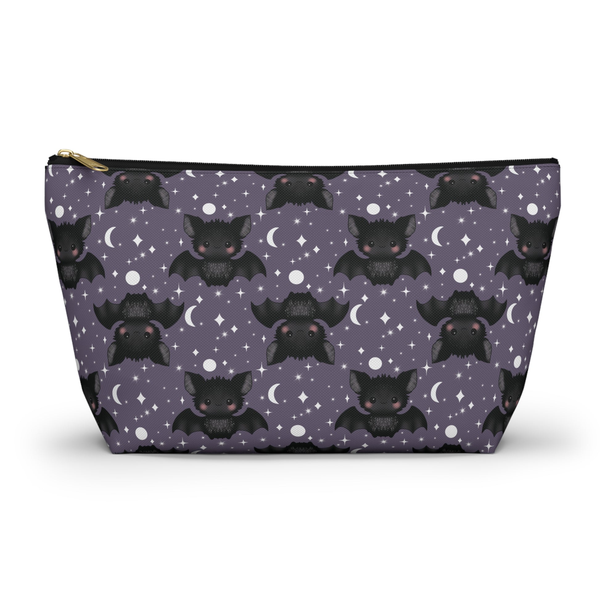Cute Bats, Moon and Stars Accessory Pouch with T-bottom, large size