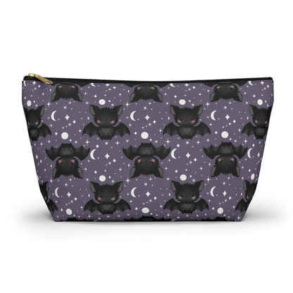 Cute Bats, Moon and Stars Accessory Pouch with T-bottom, large size