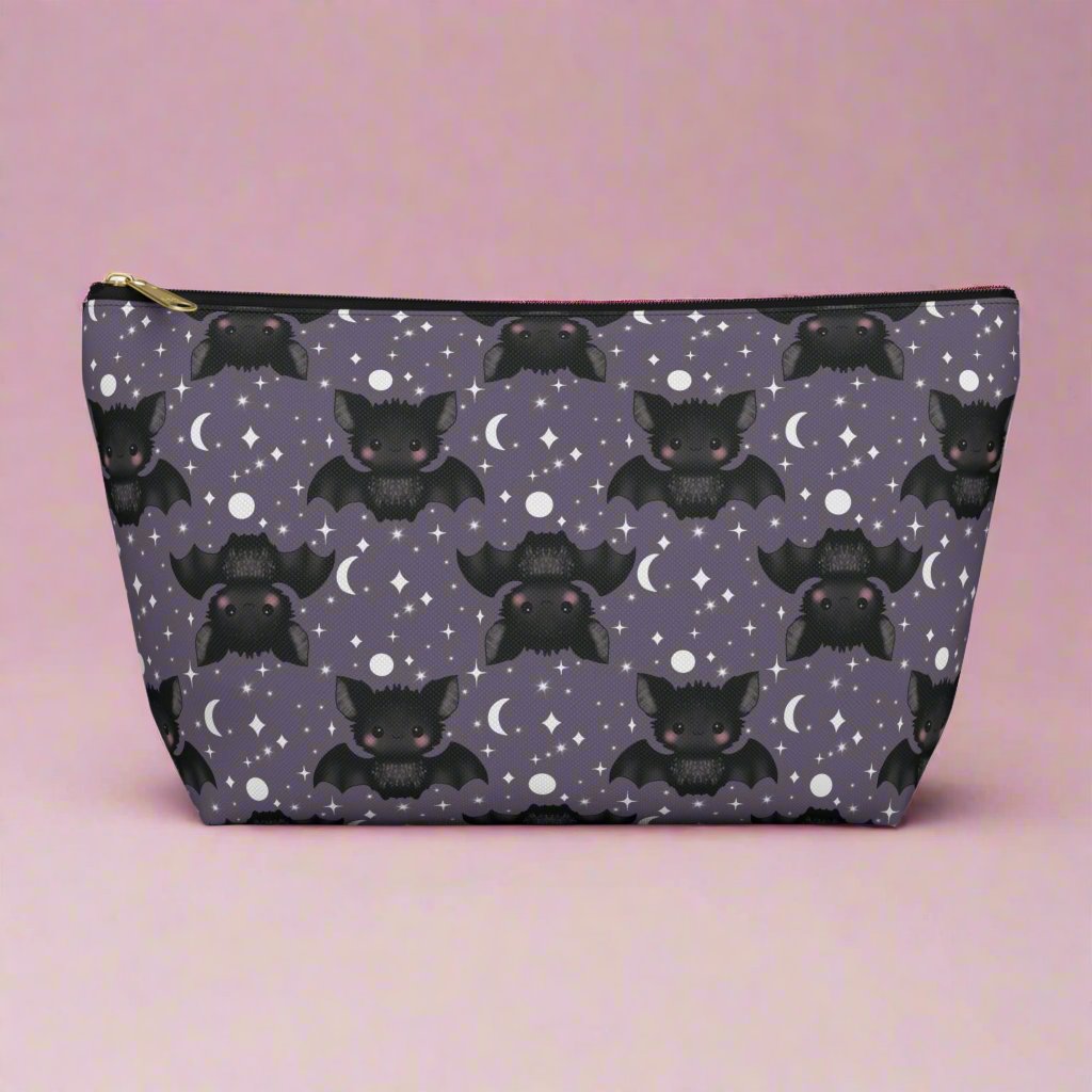 Cute Bats among Moons & Stars Accessory Pouch with T-bottom
