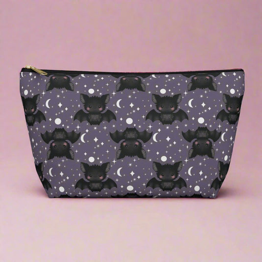 Cute Bats among Moons & Stars Accessory Pouch with T-bottom