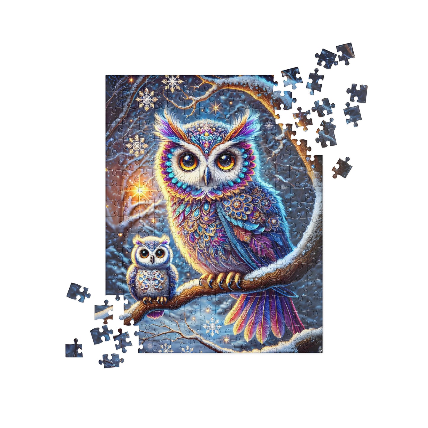 Magical Winter Owl Family Jigsaw Puzzle (120, 252, 500 Pieces)